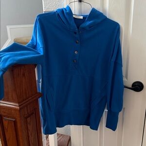 Zenana Vibrant Blue Pullover with Button Accents